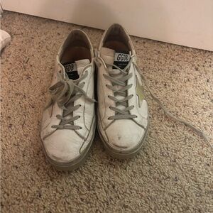 Golden Goose White and Gold Sneakers